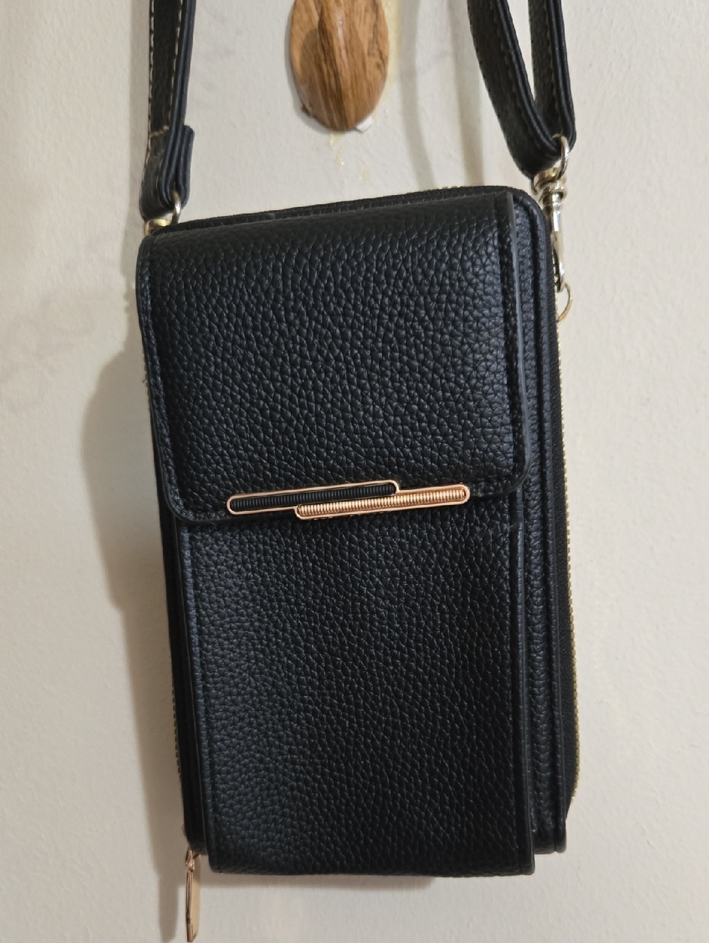 Mingyou Black Crossbody Pebbled Faux Leather Phone Wallet Purse Multiple Pockets - Picture 3 of 12